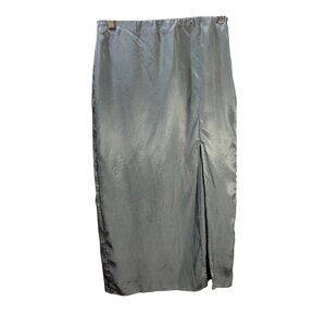 H&M‎ Womens Satin Midi Skirt With Side Slit Light Blue Size S